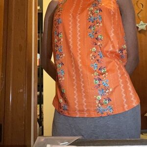 SHEIN Orange Floral Tank Top